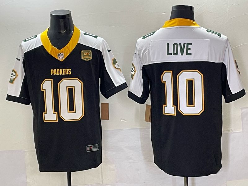 Men 2025 Green Bay Packers #10 Love Black Nike Limited NFL Jersey style 01->atlanta braves->MLB Jersey